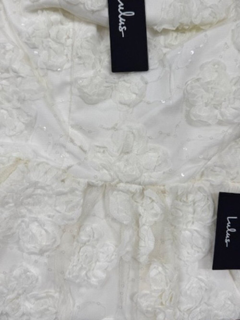 Lulus Delightful Charisma White Embroidered Sequin Mesh Midi Dress​ NWT - Picture 5 of 8